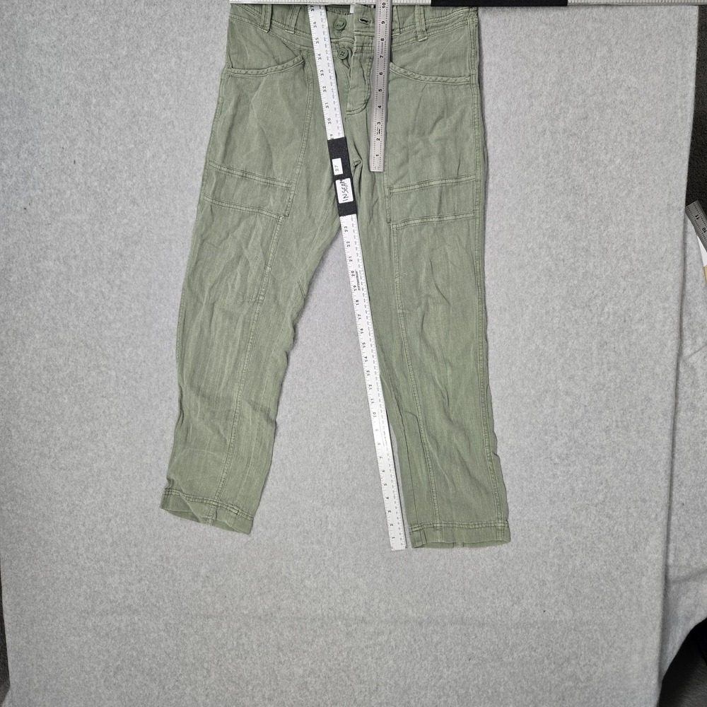 Free People Women Pants S Green Cotton Linen Big Hit Slouch Beach Coastal - Picture 8 of 12